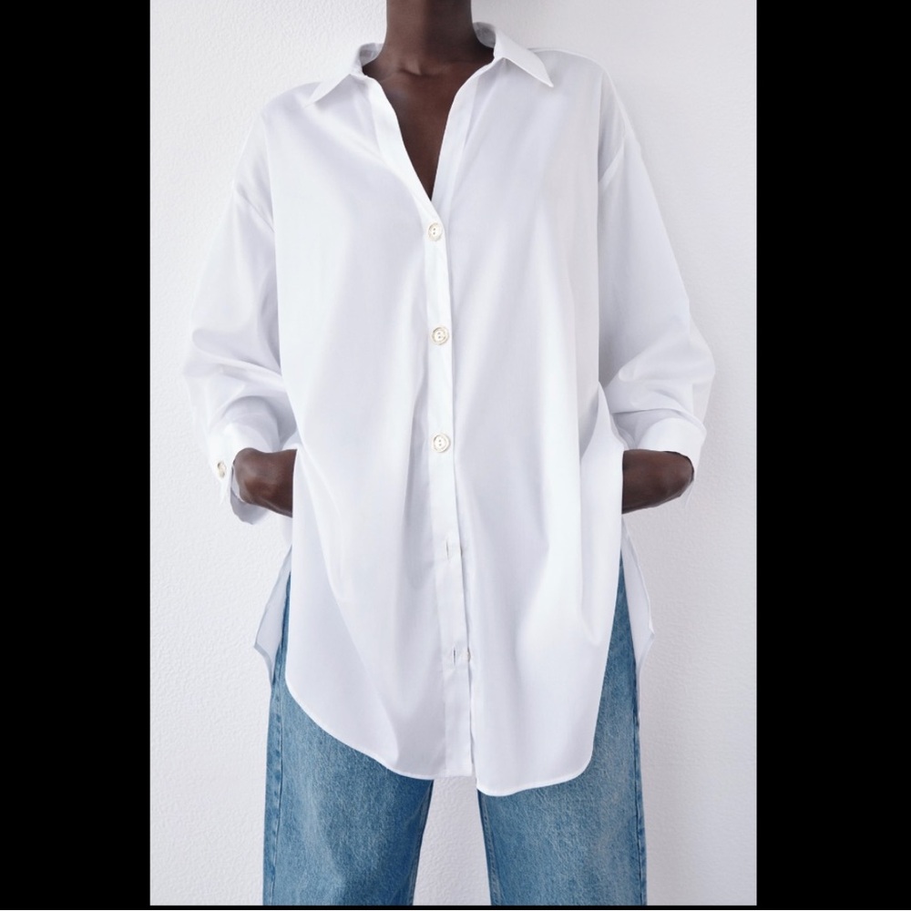 Zara White Shirt with Gold Buttons!